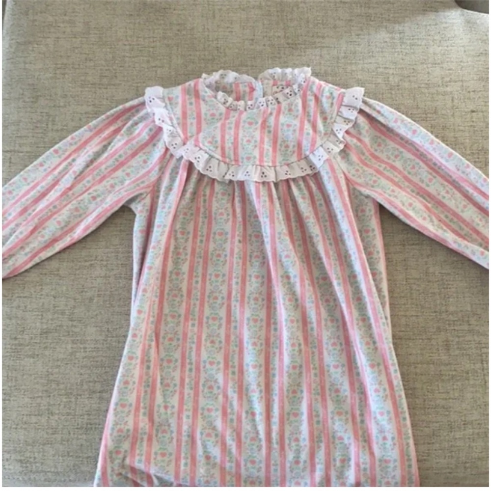 🪞 lanz pink heart printed long sleeve pajama nightgown dress kids girls size 3T - Picture 4 of 5